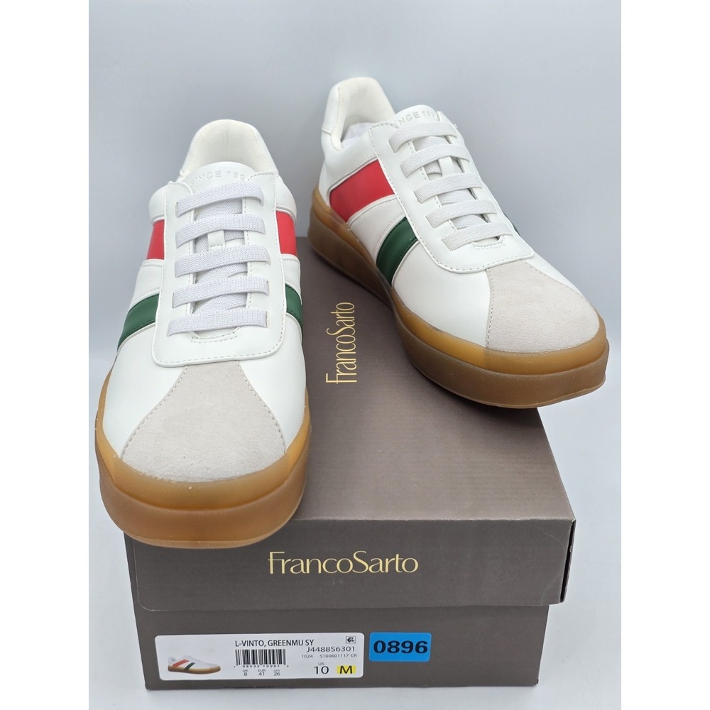 Franco Sarto L-VINTO Women's White Multi Sneakers Sz 10 M NWB